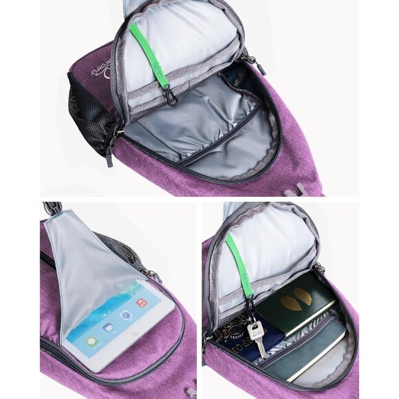 Waterfly Men Women Purple(exra Strap) Crossbody Adjustable Strap Sling Backpack - Picture 5 of 6